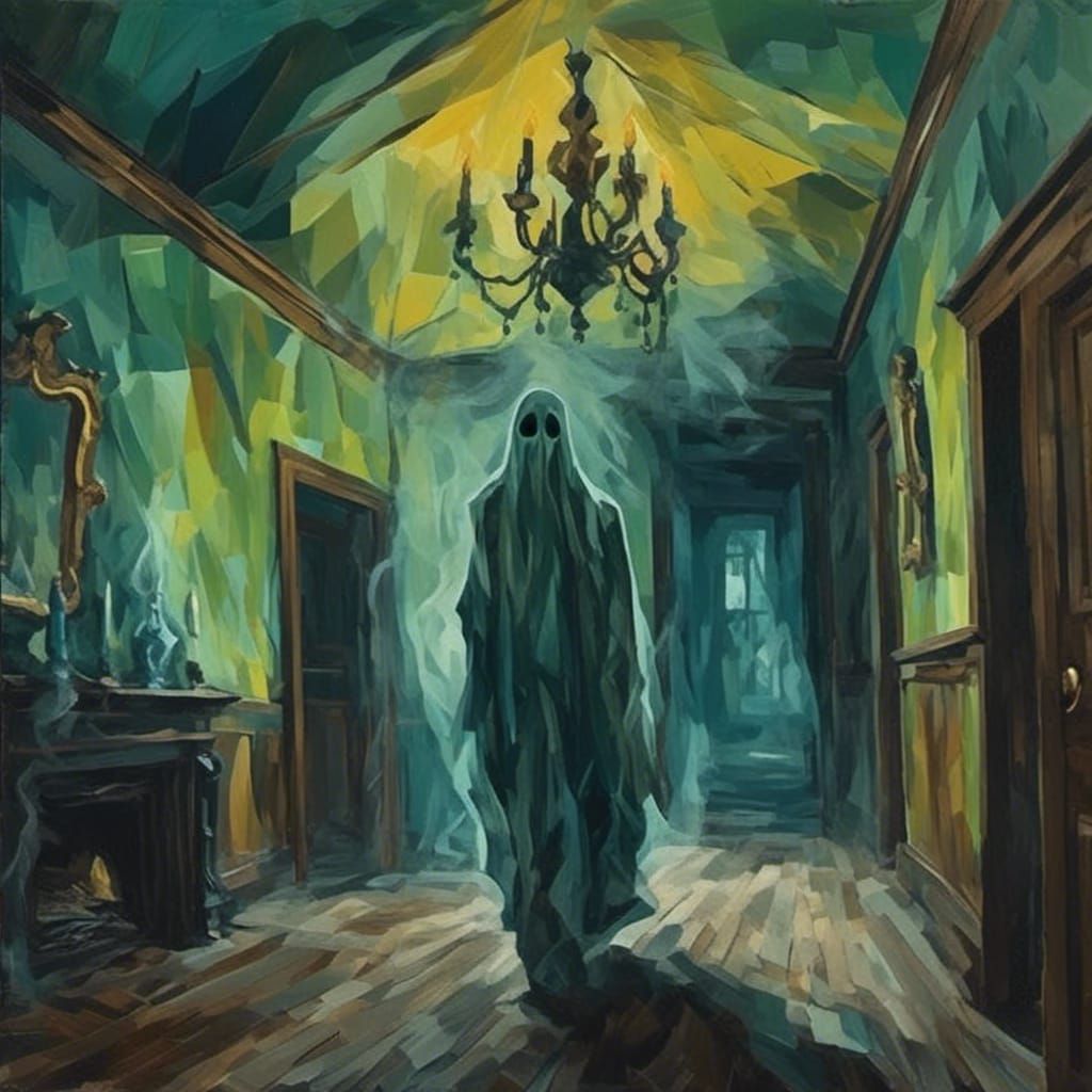 Cubist Haunted House in Geometric Fauvism Style