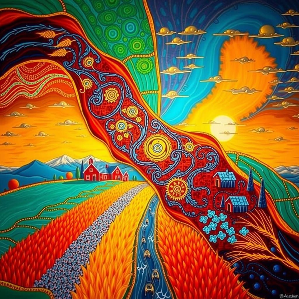 Picturesque Landscape with Golden Hour Light