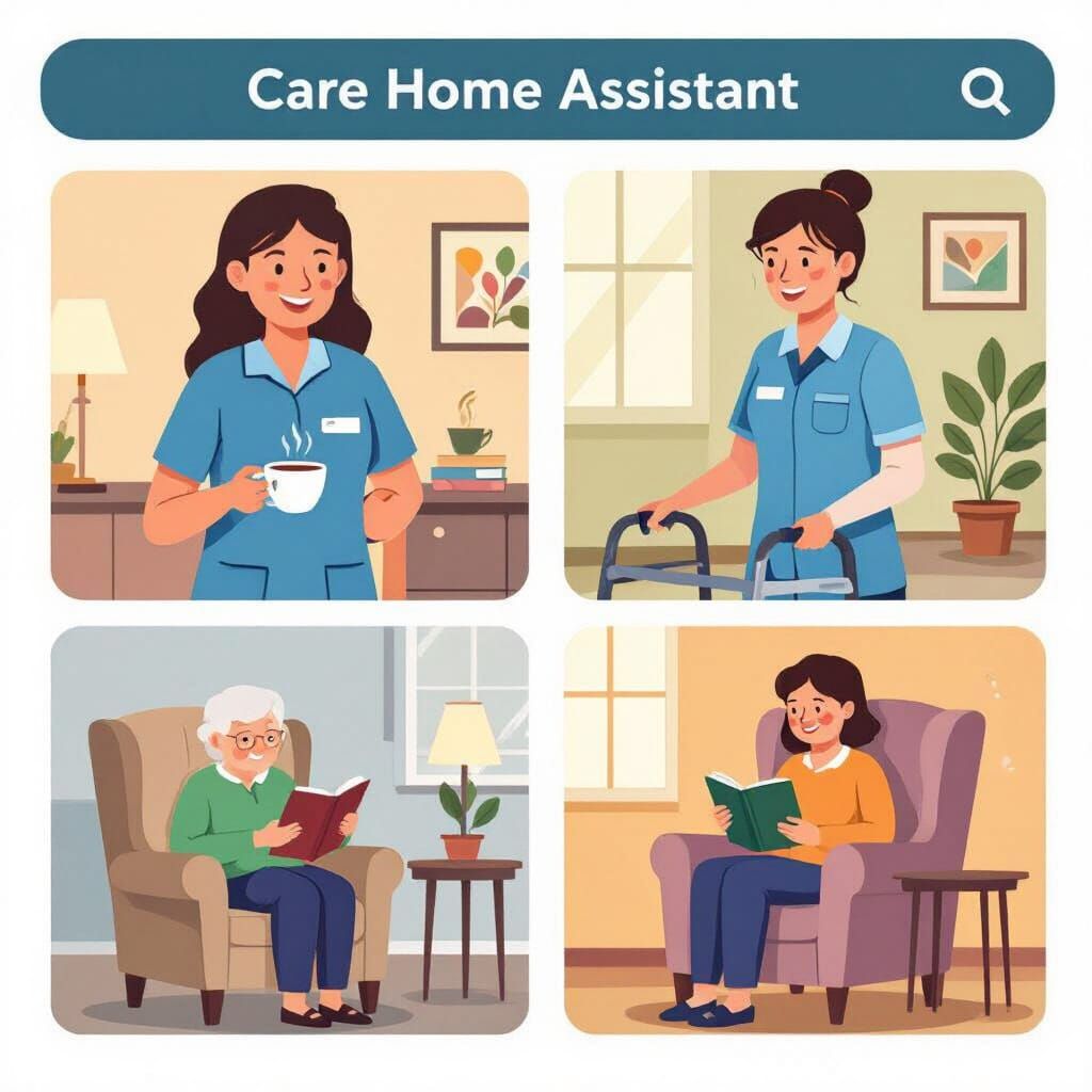 Caring Assistant Website Images in Flat Design