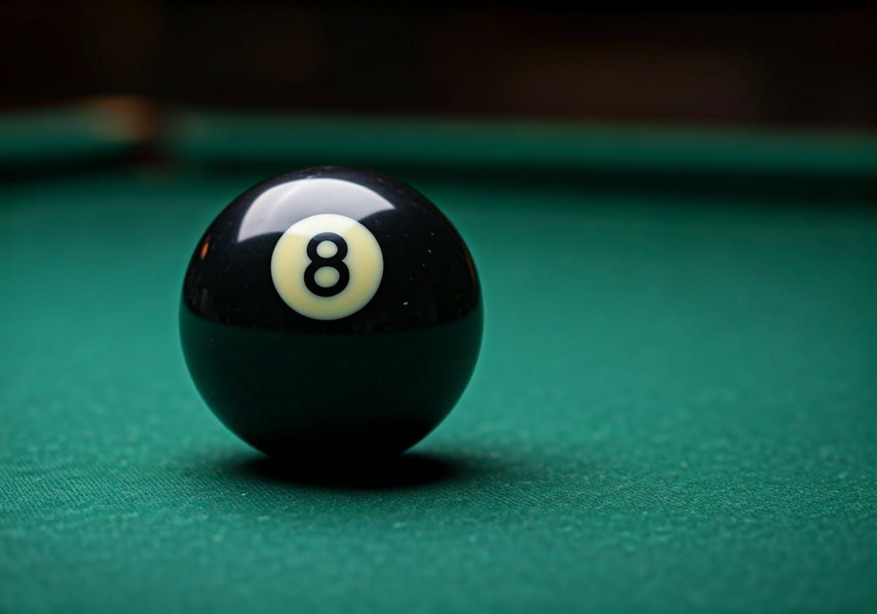 Hyperrealistic Billiard Ball on Green Table