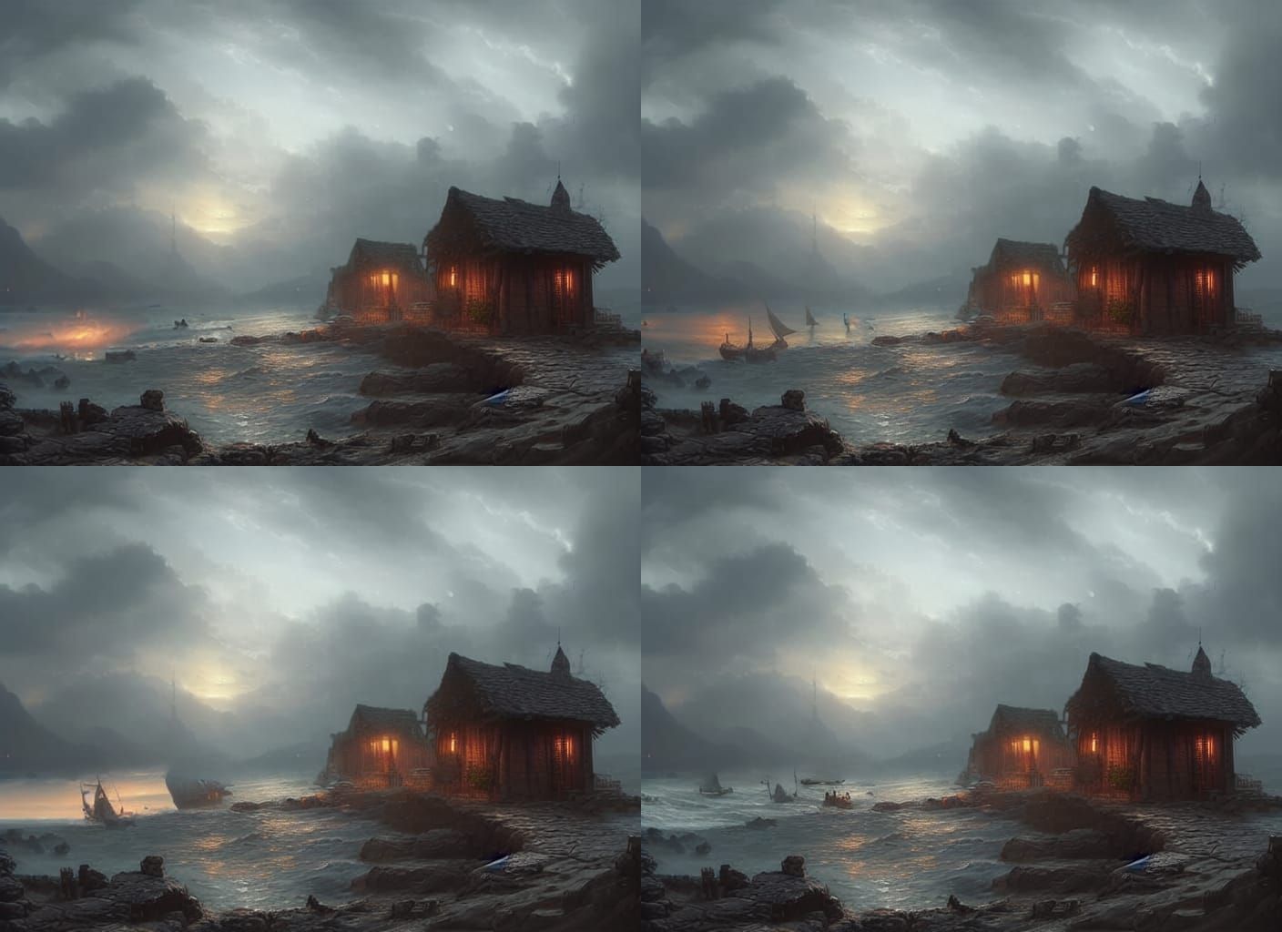 Pirate Ships in Dark Fantasy Seascape