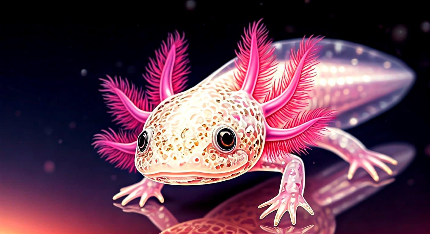 Crystal Axolotl in Hyper-Detailed Filigree