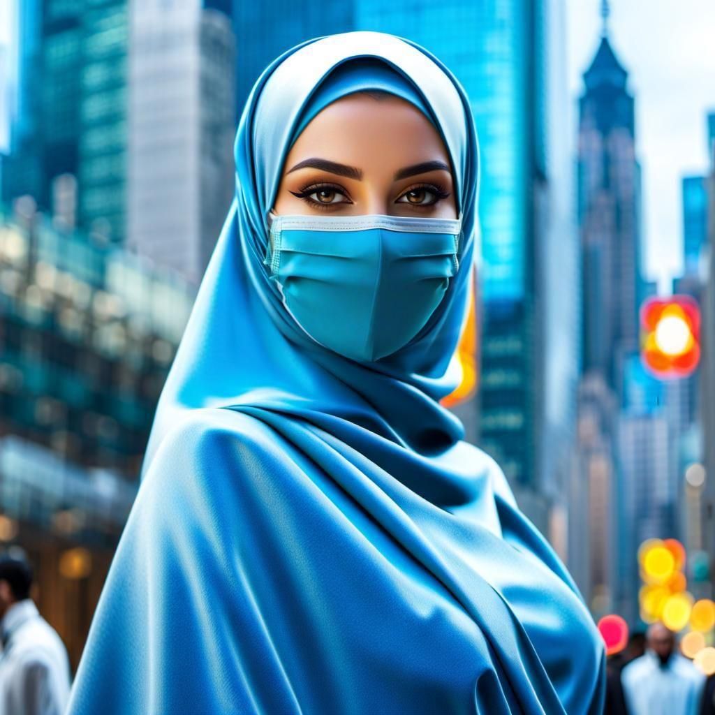 Beautiful Hijabi Character in Cityscape Portrait