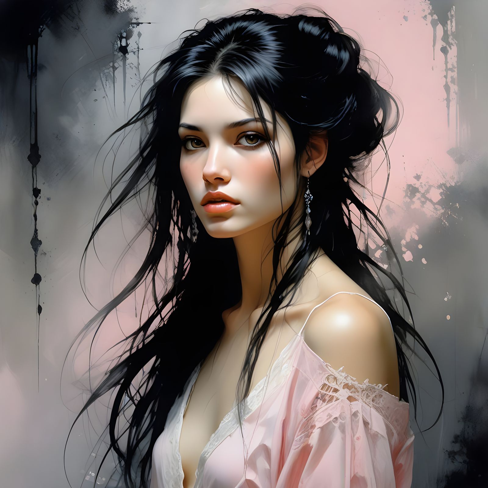 Ethereal Oil Painting of a Beautiful Woman