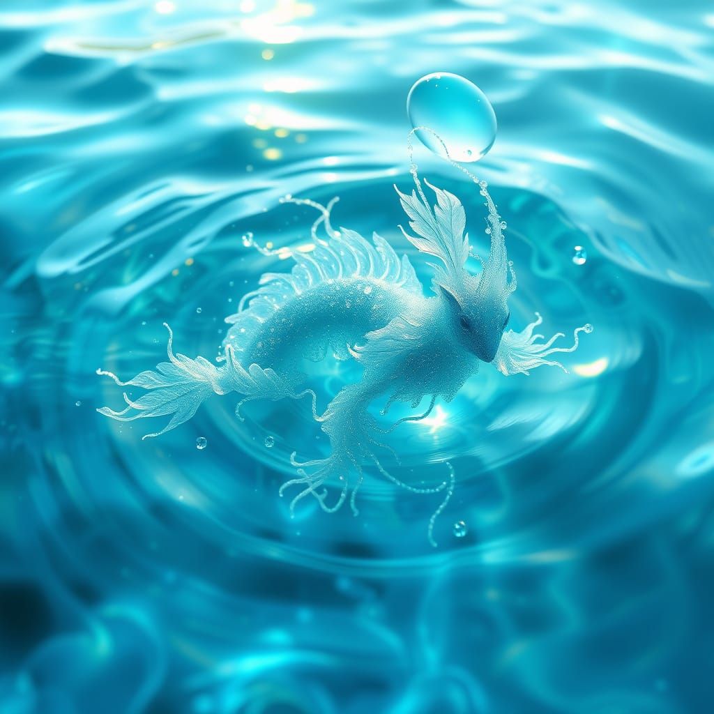 Weightless Aquatic Entity in Iridescent Hues