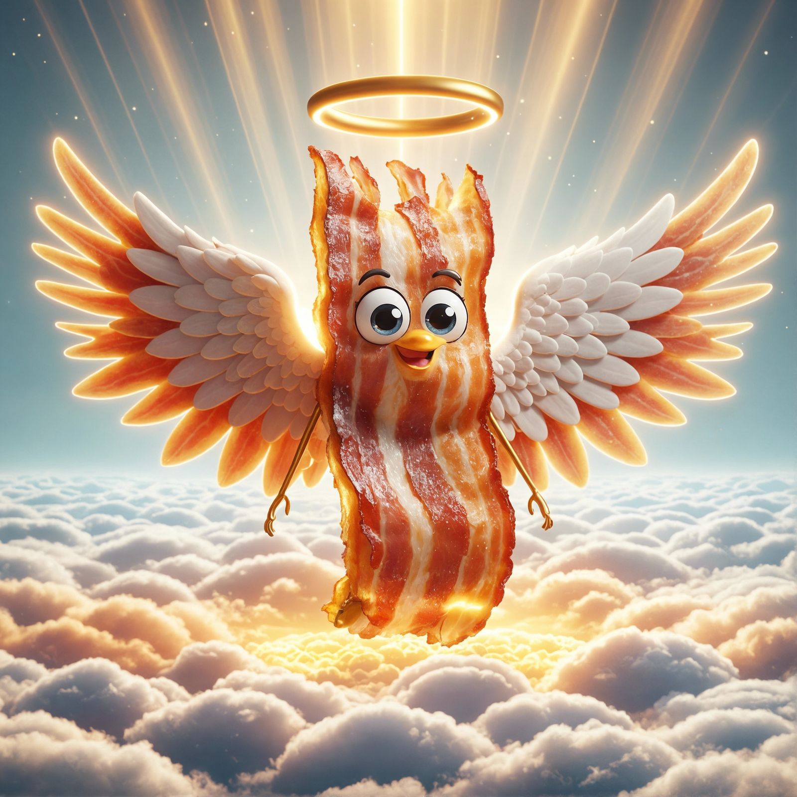 Bacon Angel in a Celestial Scene