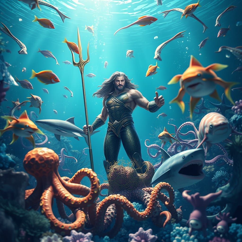 Aquaman's Underwater Realm: 3D Anime Art
