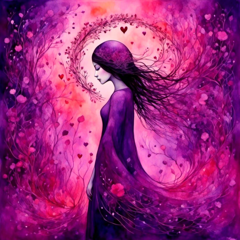 Emotional Liquid Ink Art: Heart's Journey