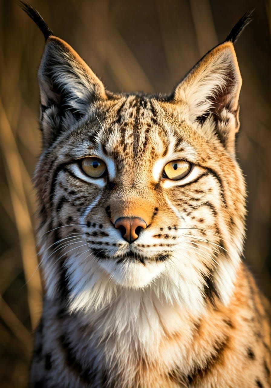 Wild Lynx Portrait in Sunset Glow
