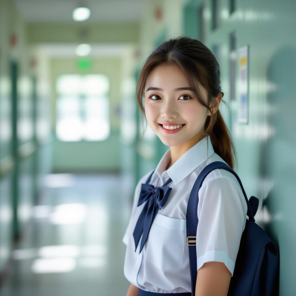Hong Kong School Girl in Realistic Photographic Style