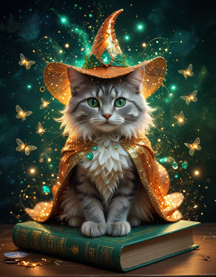 Whimsical Pointillist Wizard in Sparkling Regalia