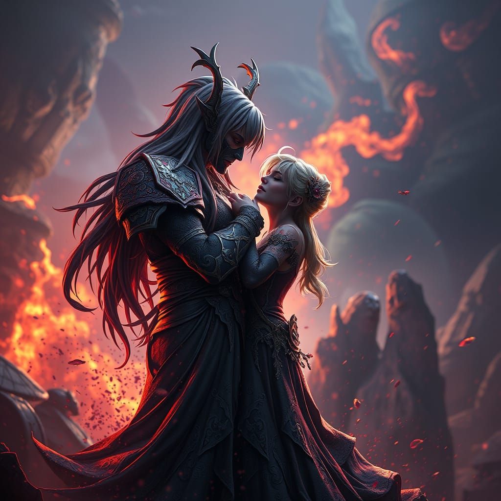 Forbidden Love in War-Torn World: Fantasy Concept Art