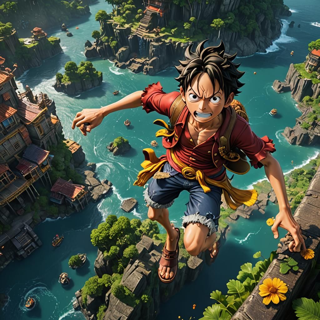 Detailed Matte Painting of Luffy in 8k