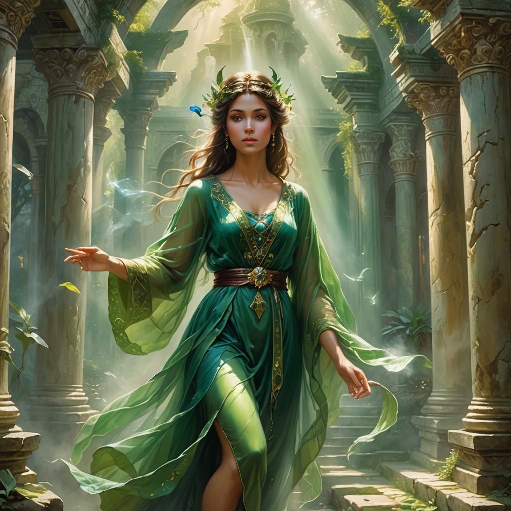Ethereal Fairy Portrait in Ancient Temple