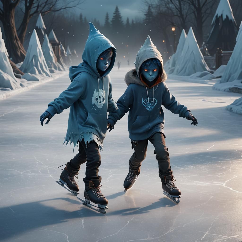 Scary Ice Demon Child with Hoodie