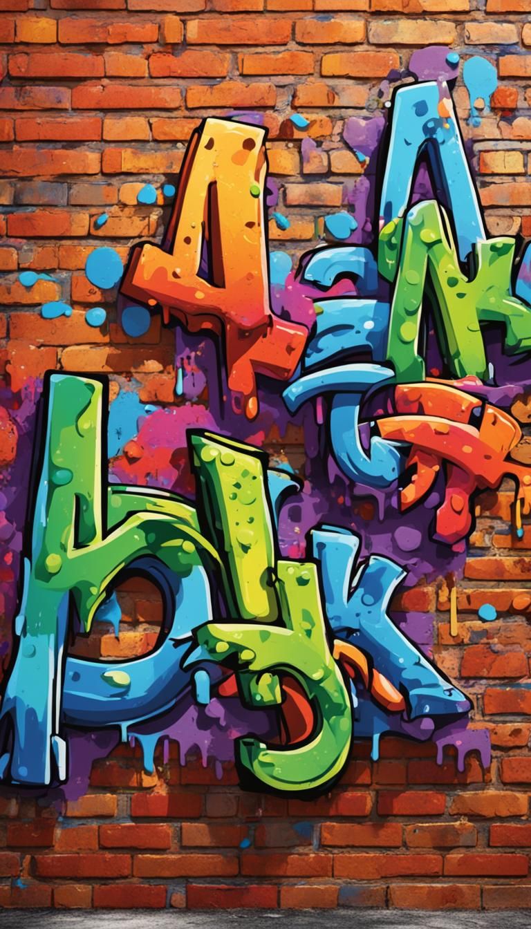 Vibrant Street Art Graffiti on Brick Wall