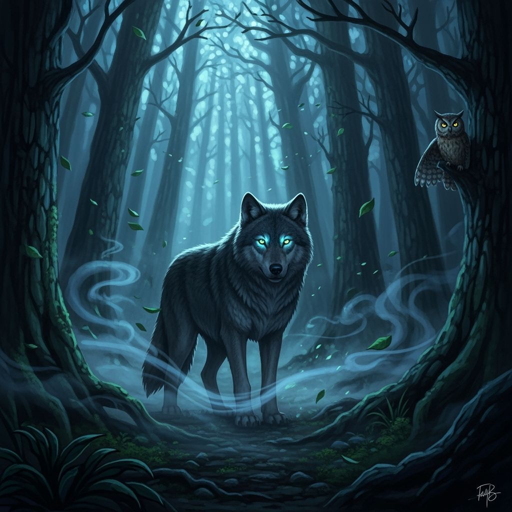 Lone Wolf in Enchanted Forest