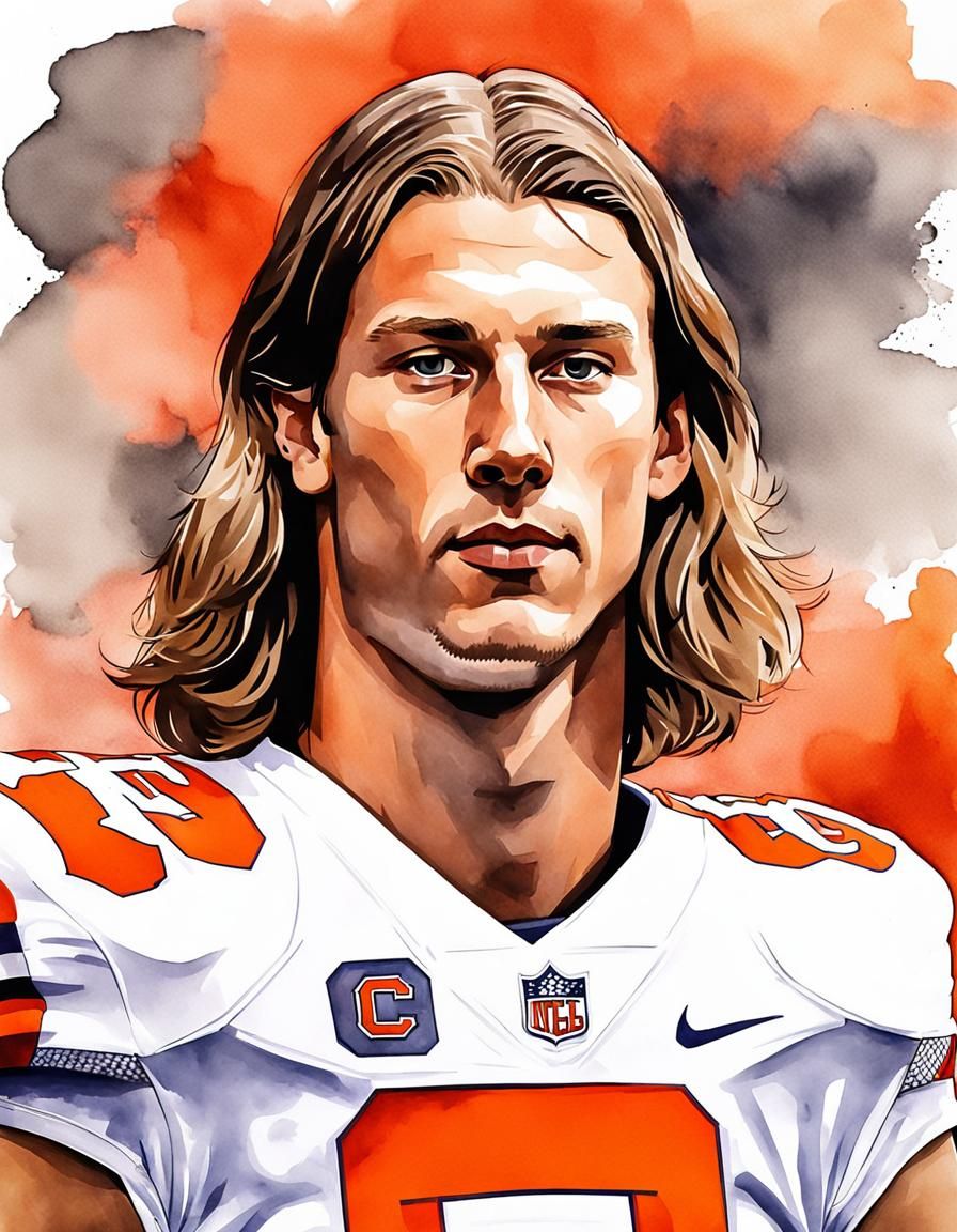 Trevor Lawrence Portrait in Watercolor Art Deco Style