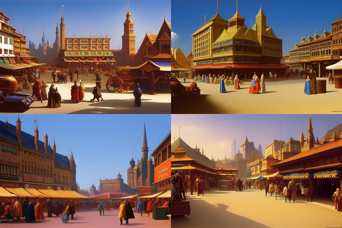 Fantasy Market Square in Medieval Style