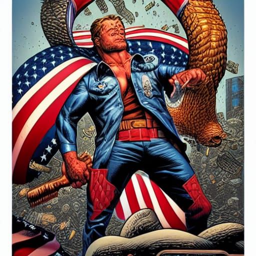 All American Hero in Comic Book Style