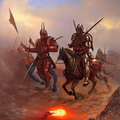 Armored Warriors Clash with Night Demons
