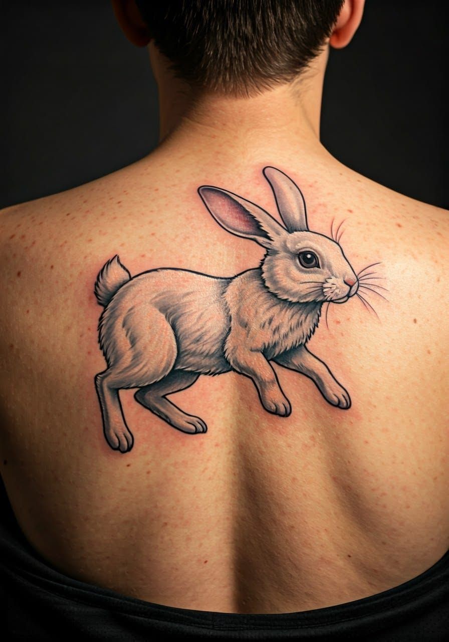 Animated White Rabbit Tattoo