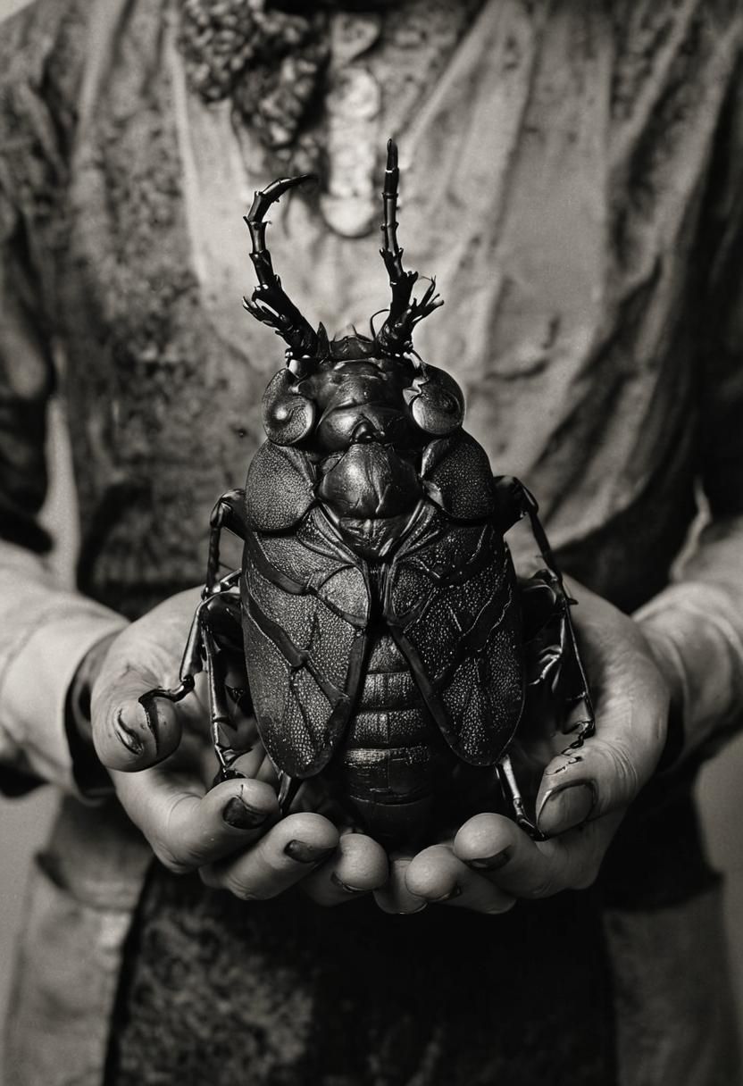 Surreal Insectoid Figure Inspired by Dada and Expressionism