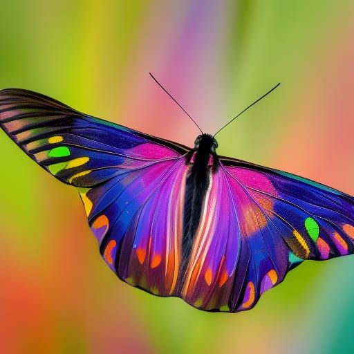 Fluorescent Butterfly on Tropical Leaf: Wildlife Portrait