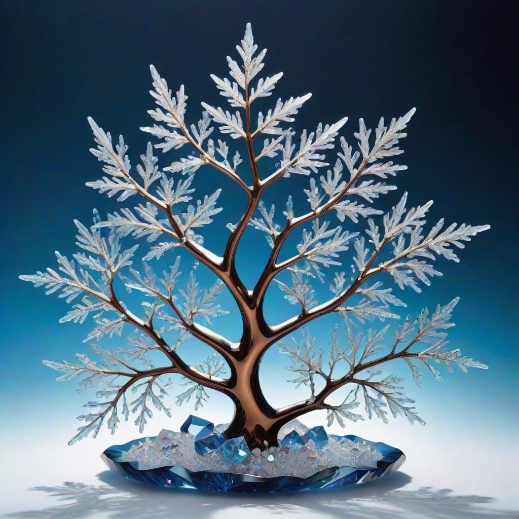 Crystalline Christmas creation that came from experiments with the whimsical worlds of the brushwork and the branch