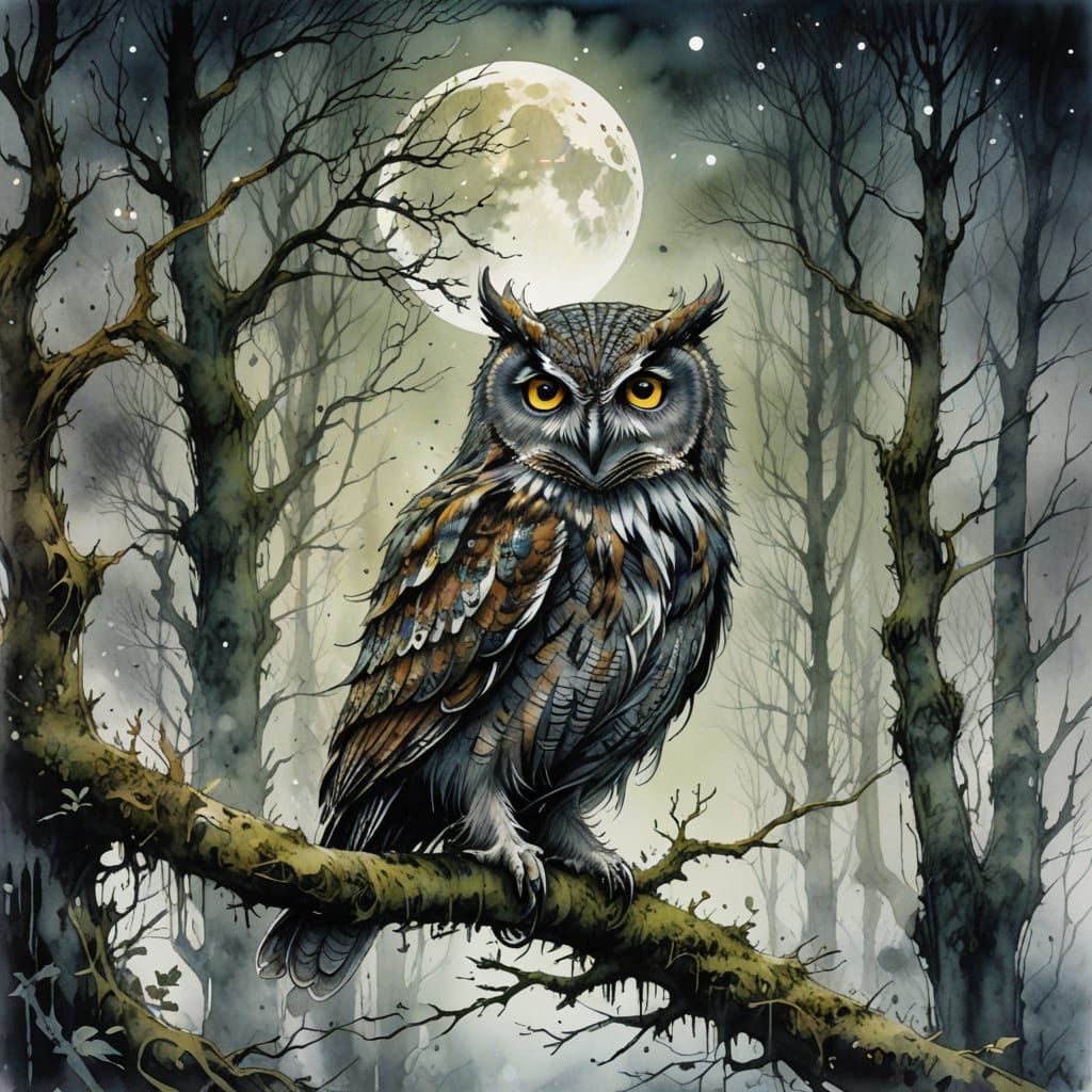 Ethereal Woodland Scene in Fine-Tuned Watercolour Style