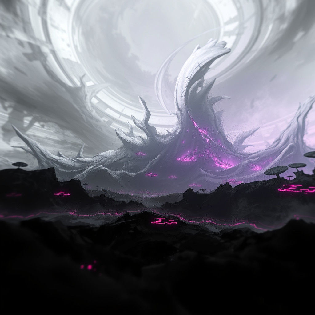 Ethereal Abstract Shapes in Dreamlike Black and White