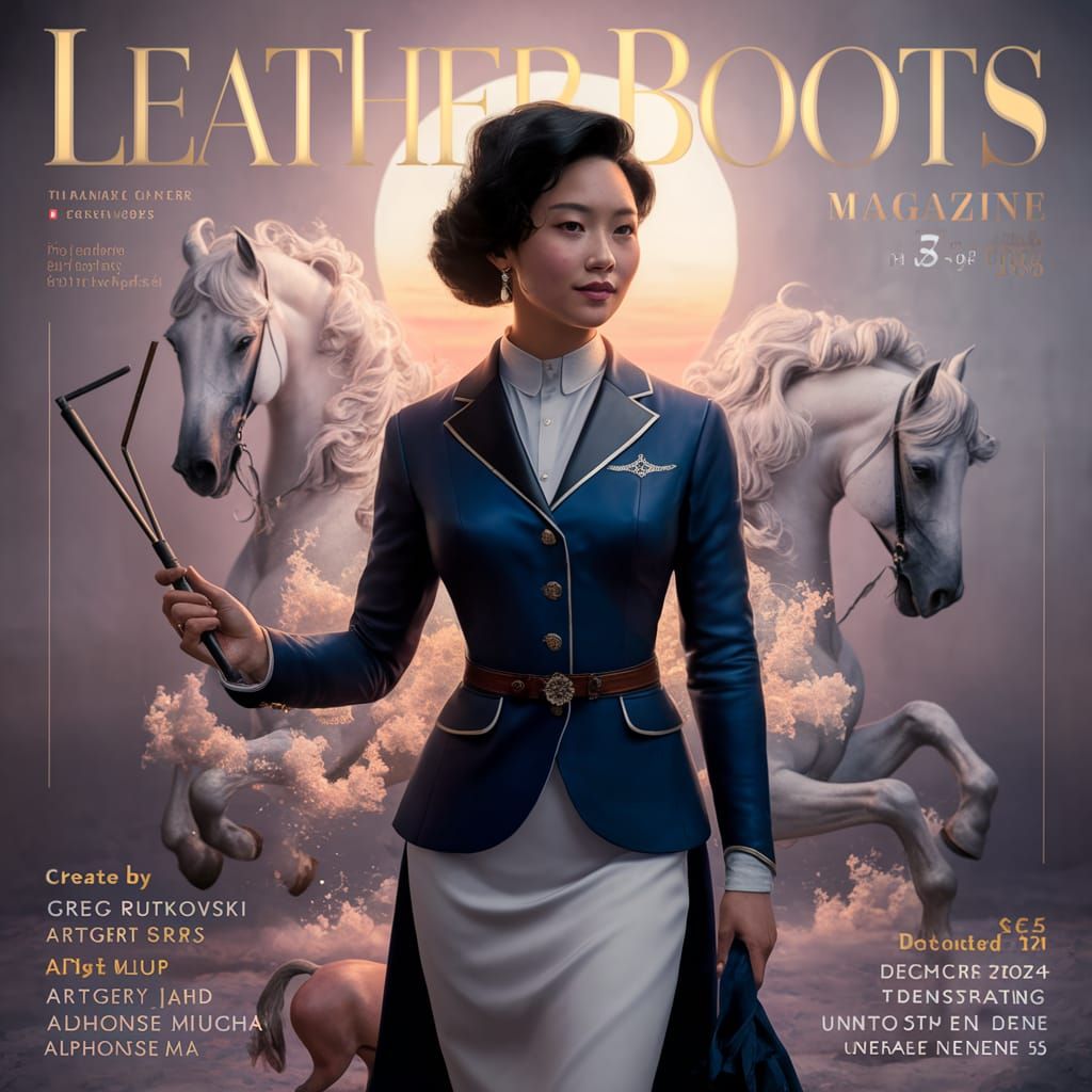 Lucy Liu in Elegant Riding Outfit with Magical Horses and Su...