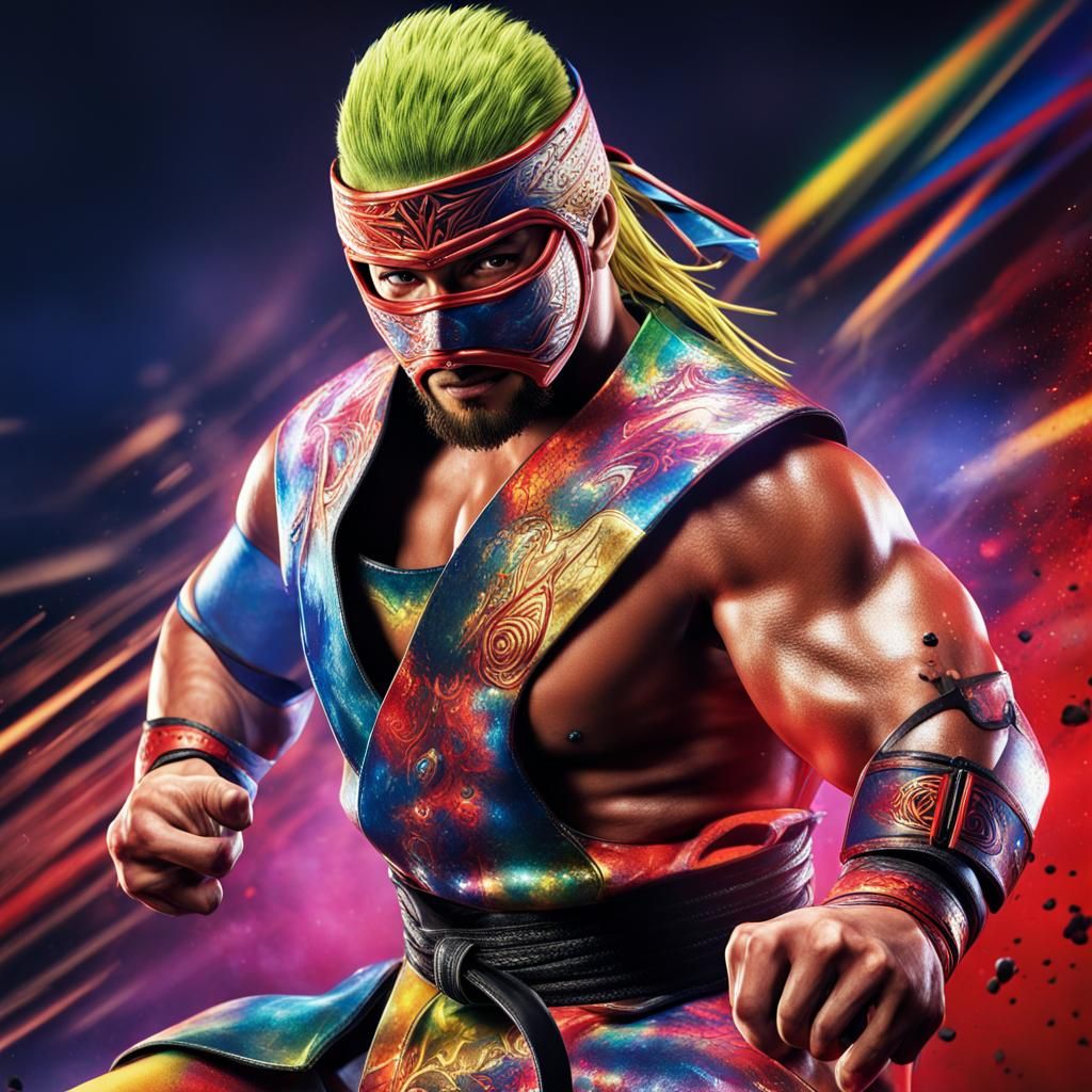Super Ninja Japan Hero WWE Wrestler Illustration