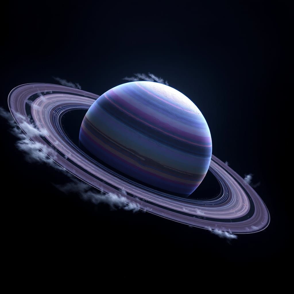 Saturn's Rings in Ethereal Sci-Fi Style
