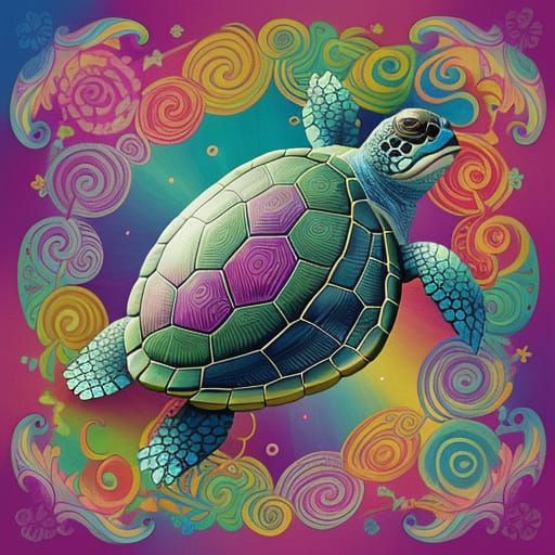 Whimsical Turtle in a Vibrant Candyland Dreamscape