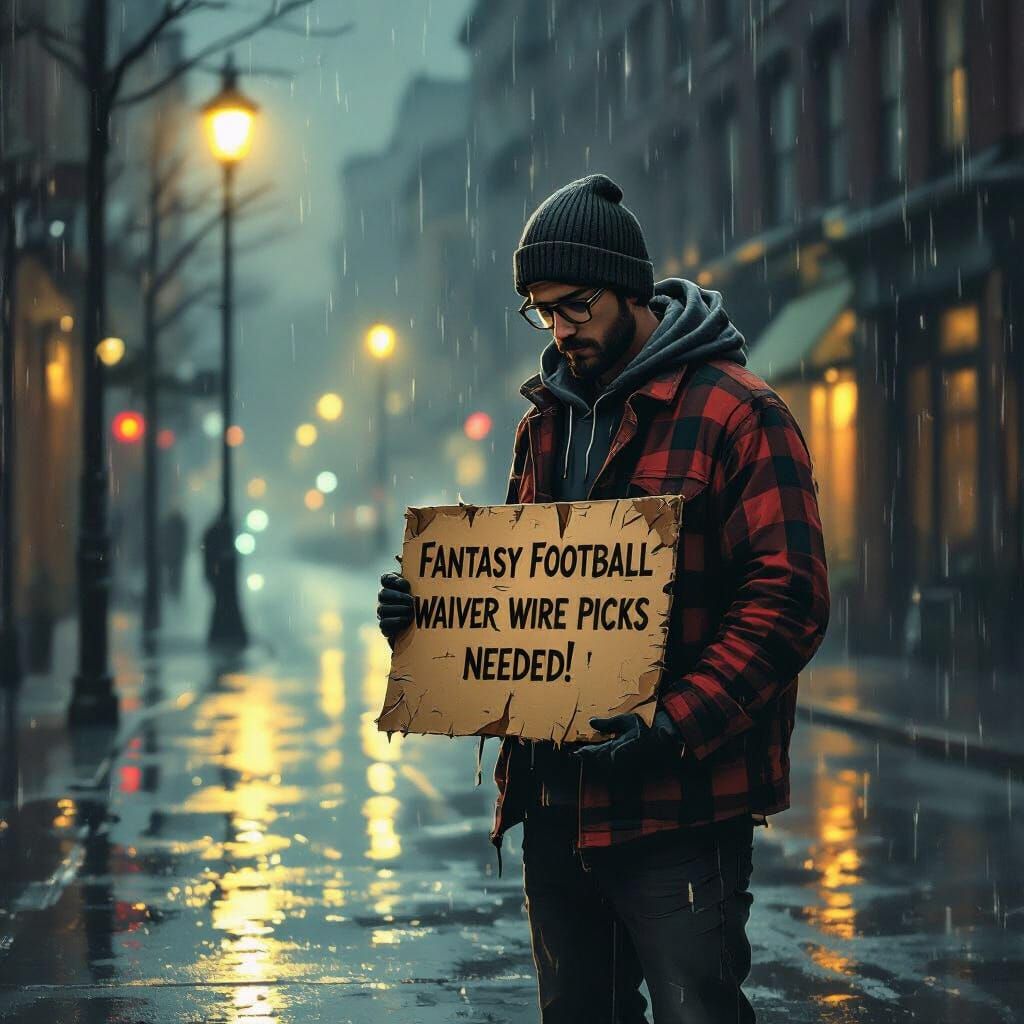 Dejected Figure Begs For Fantasy Football Picks in Noir Styl...