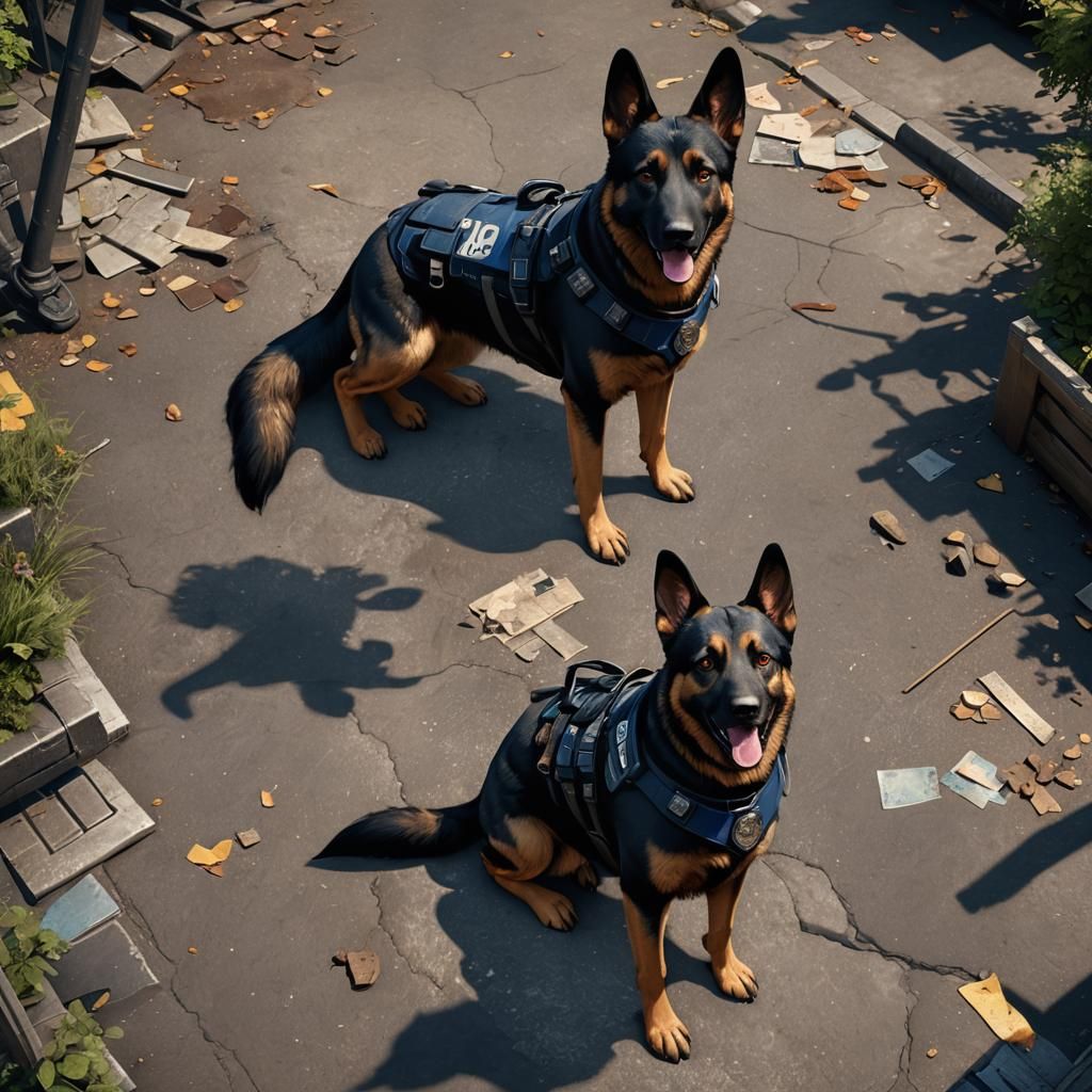 Detailed Police Dog Matte Painting