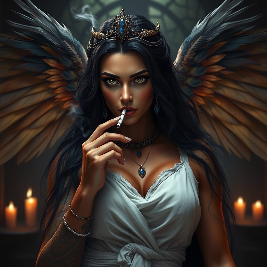 Regal Goddess Enthroned in Opulent Fantasy Realm