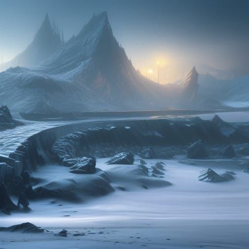 Fantastical Snow-Covered Beach in Unreal Engine