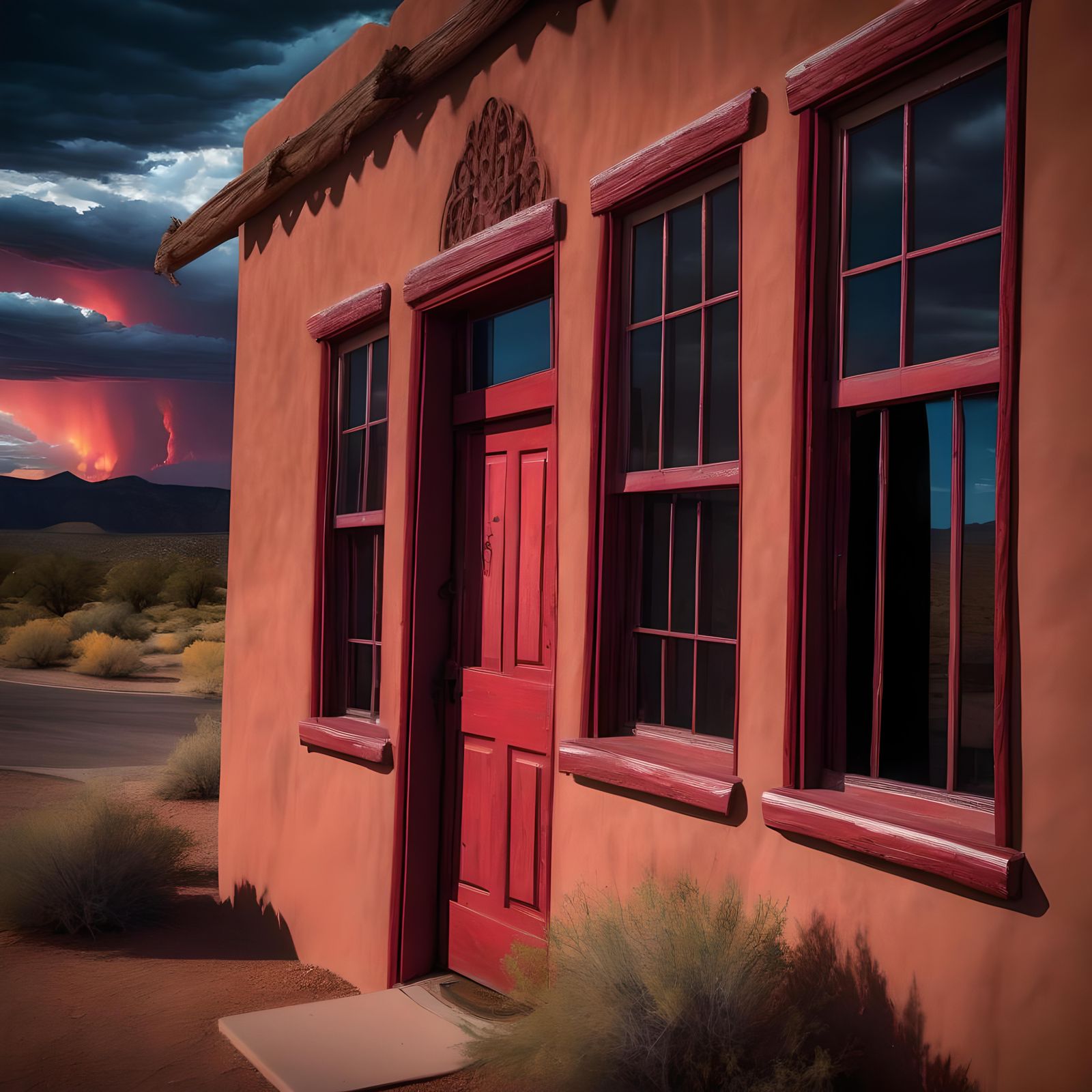 Dramatic Red Skies Over New Mexico in HDR