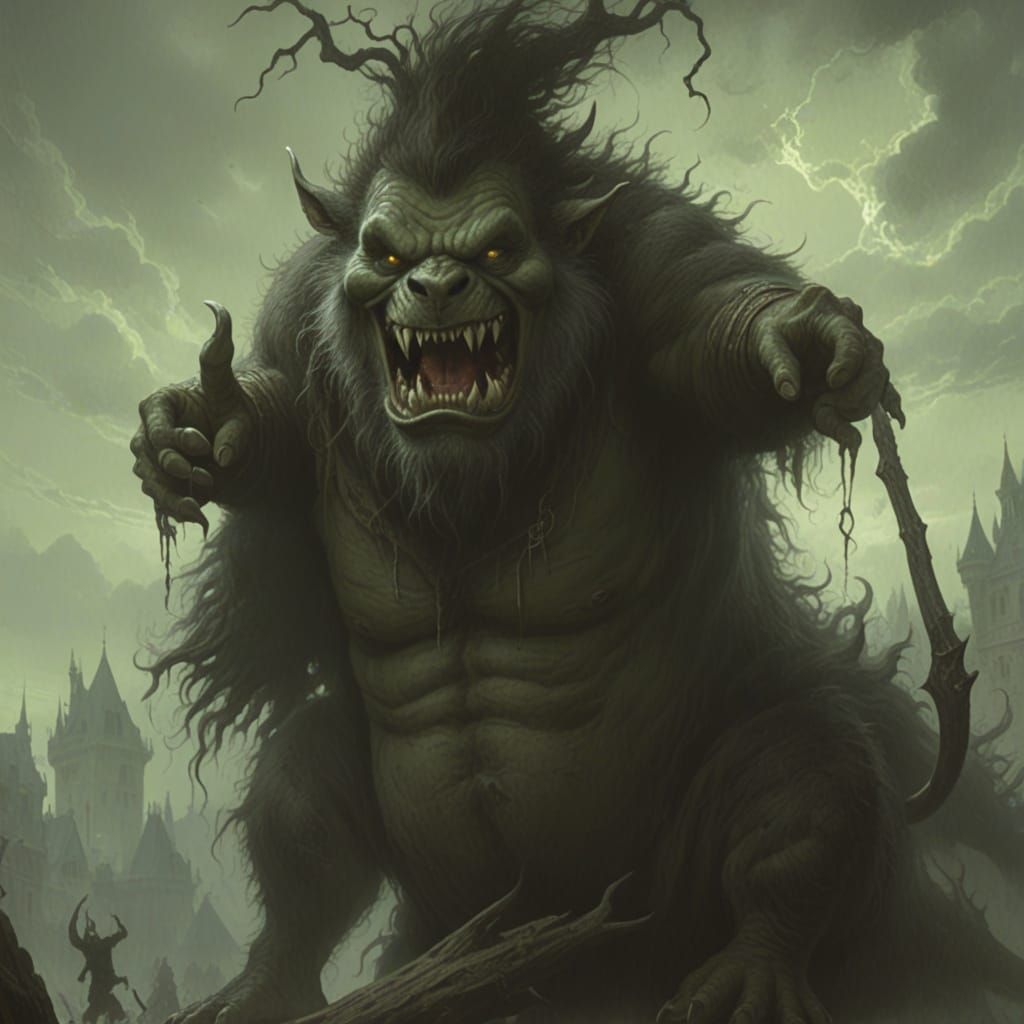 Horrific Rat-Ogre in Dark Fantasy Style