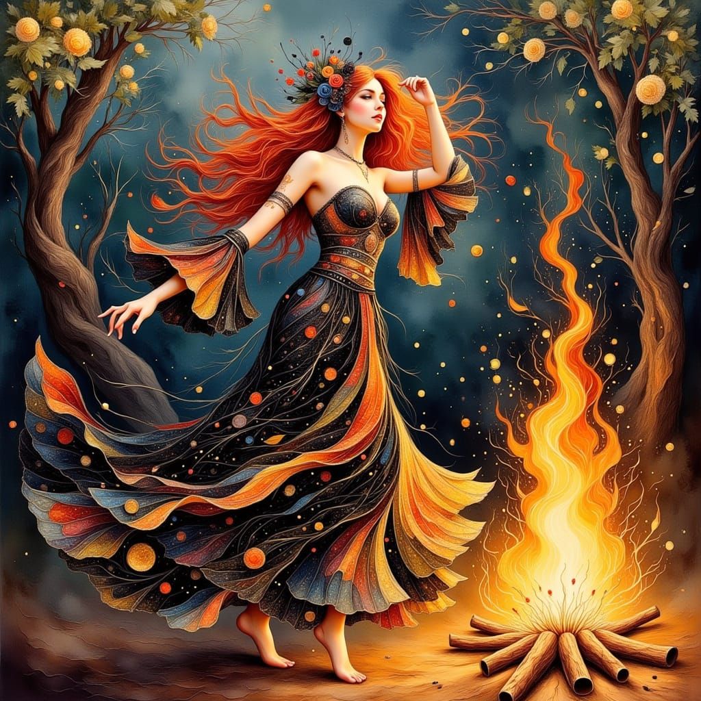 Gypsy Dancer in Art Nouveau Style