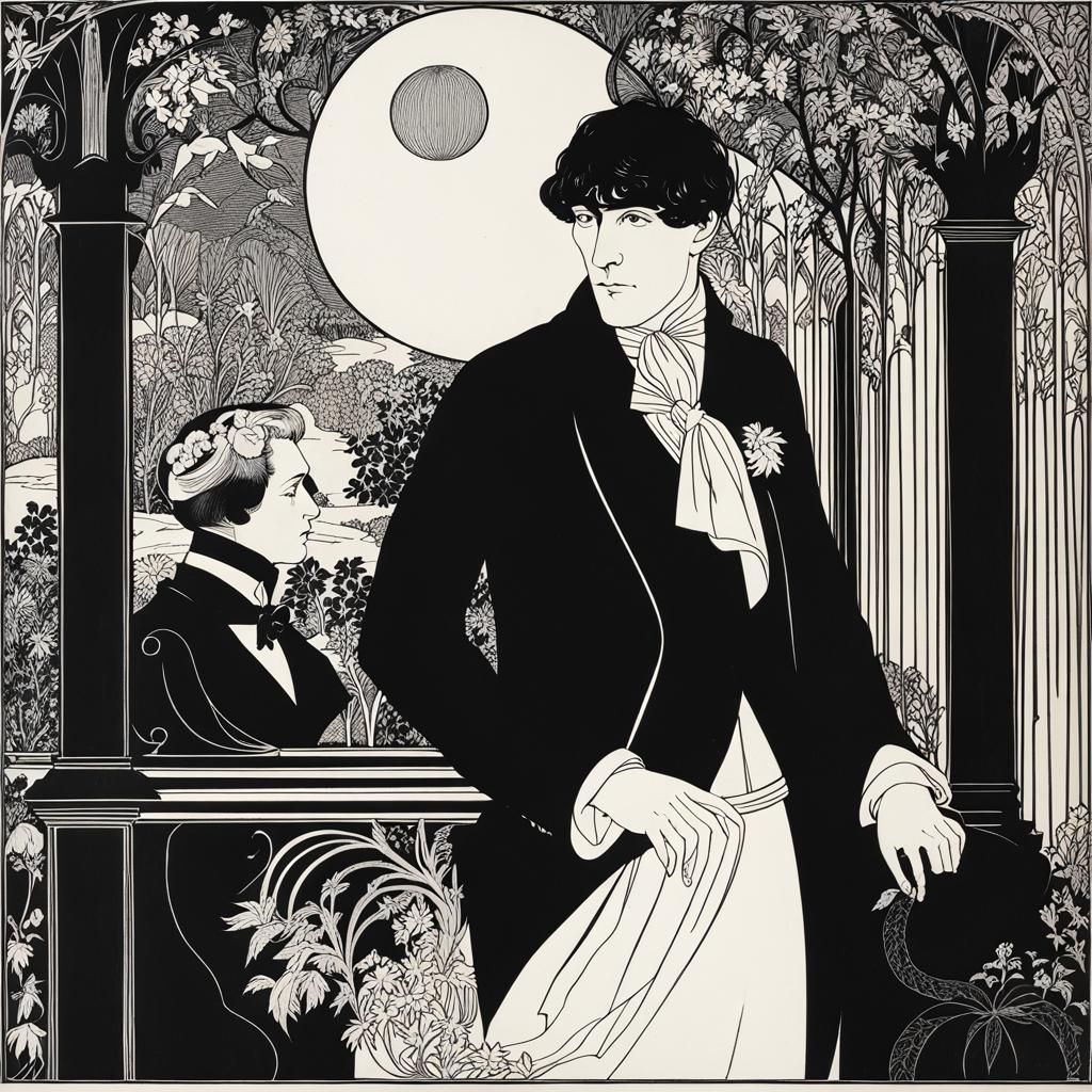Decadent Illustration in Aubrey Beardsley Style
