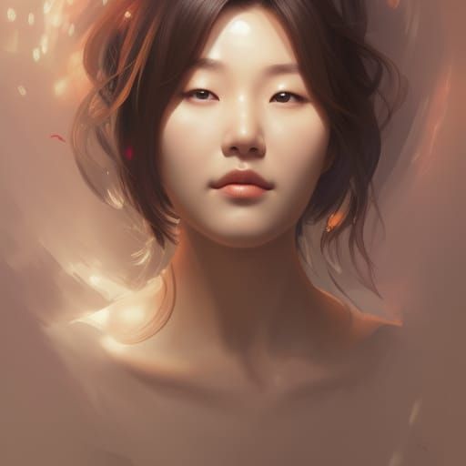 Detailed Portrait of Korean Woman in Hyperdetailed Style