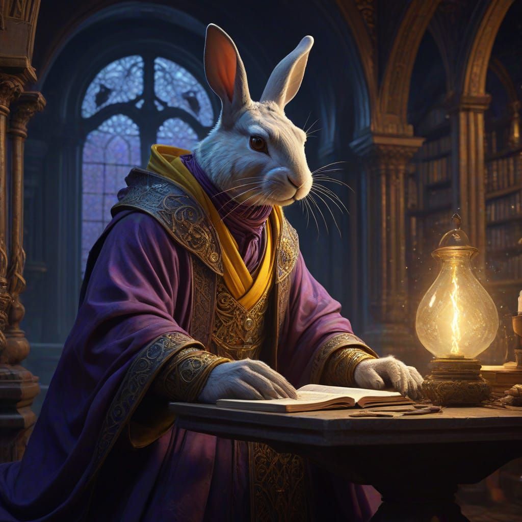 Ethereal Rabbit Wizard in Dark Fantasy Art