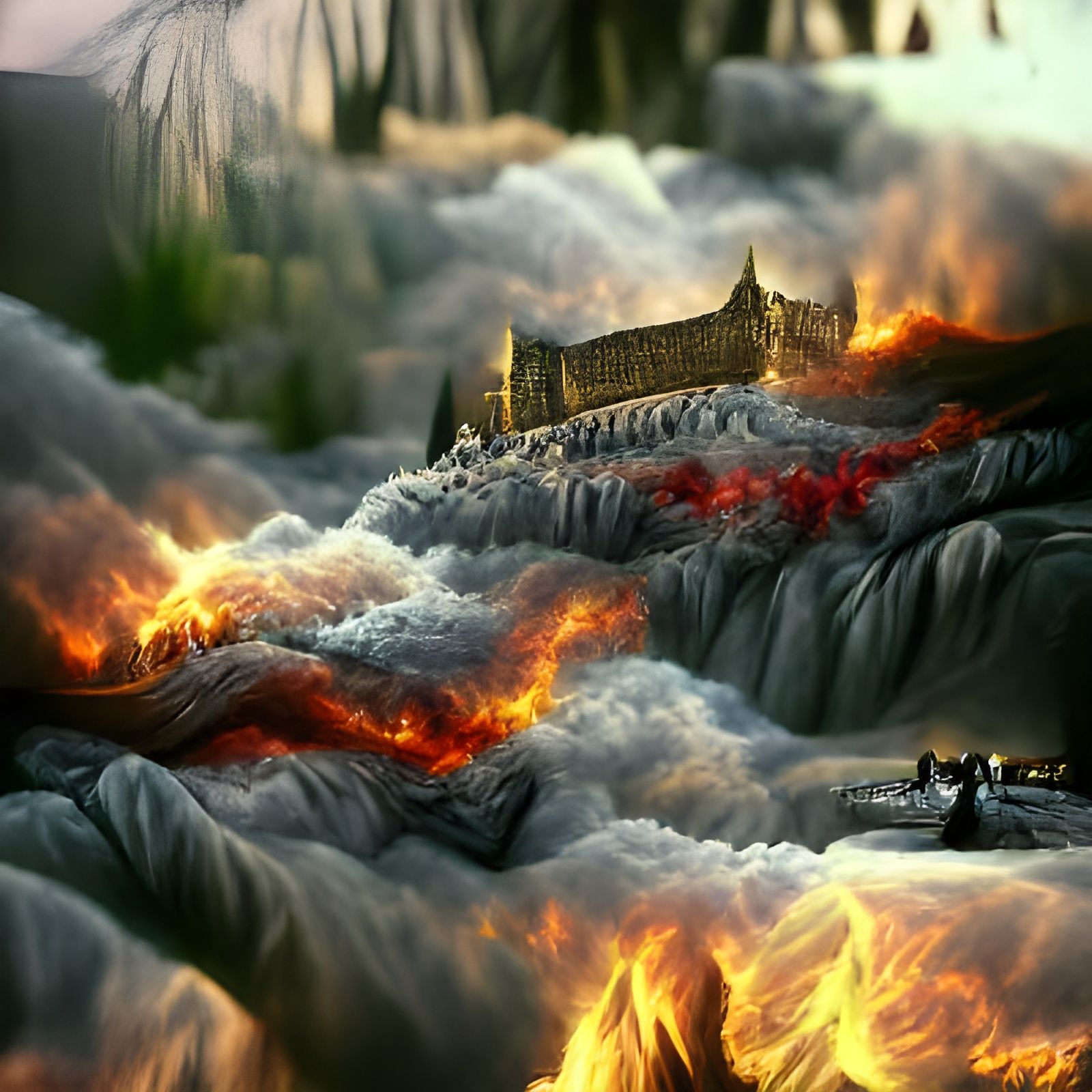 Detailed Matte Painting: Fire Fades, Lords Vanish