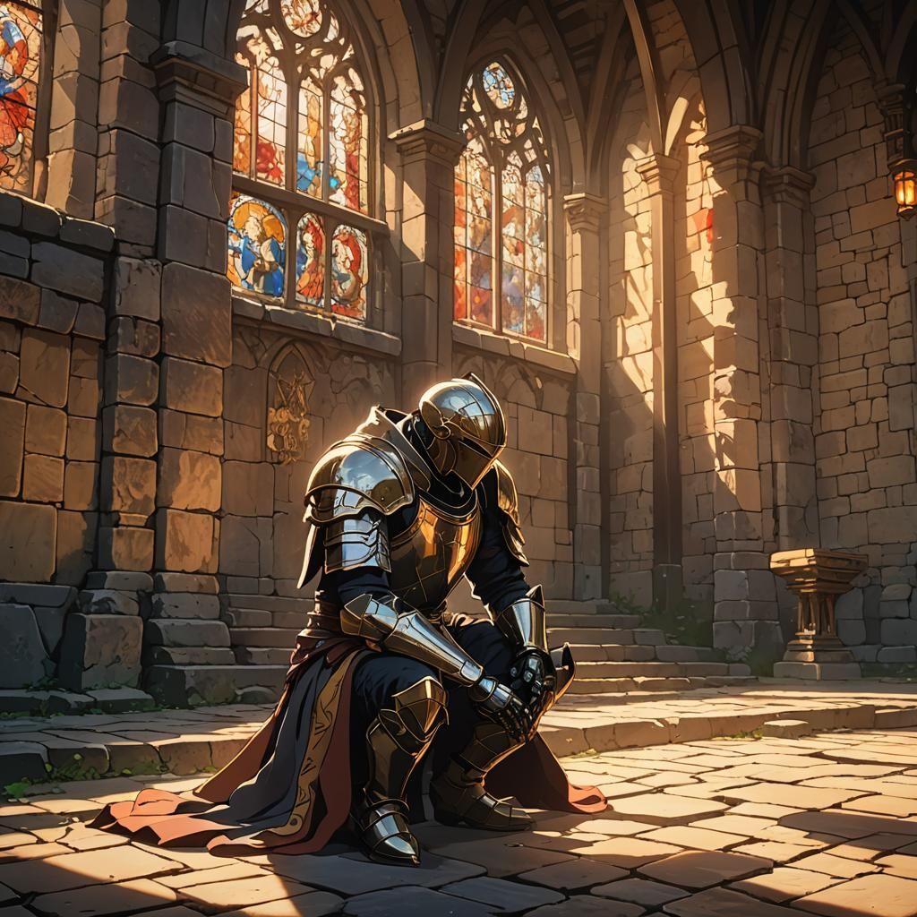 Anime Paladin in Anguish, Cel-Shaded Style