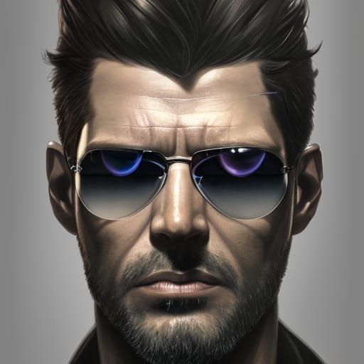 Adam Jensen Augmented Portrait in Art Nouveau Style