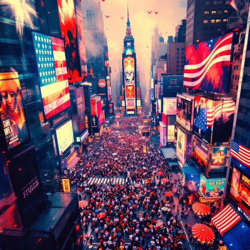 Times Square Celebrates July 4th in Vibrant Style