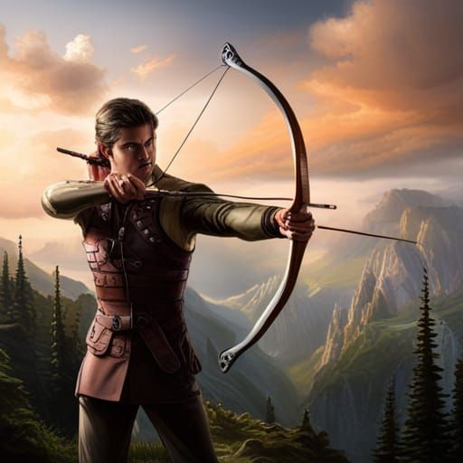 Archer at Full Draw: Hyperrealistic Concept Art